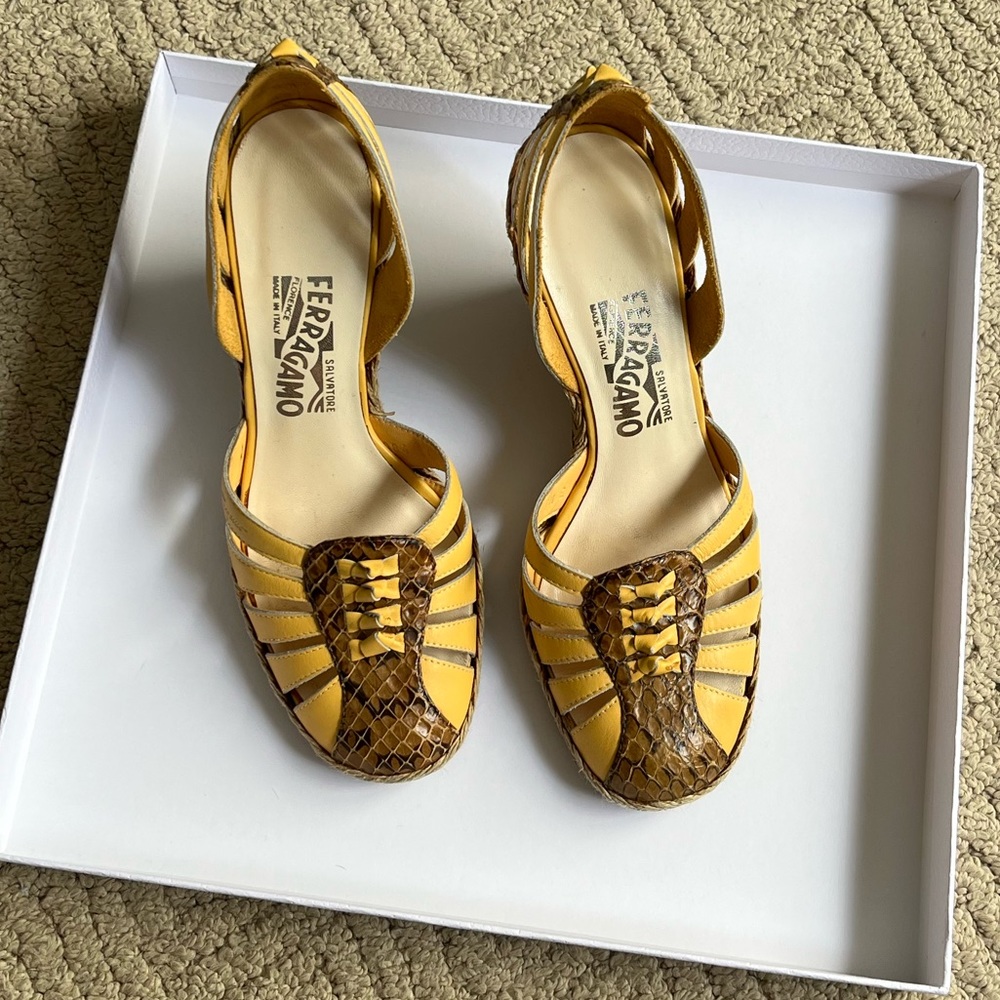 Salvatore Ferragamo Yellow Wedges - Picture 5 of 8